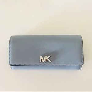 Michael Kors Blue Large Carryall Leather Wallet